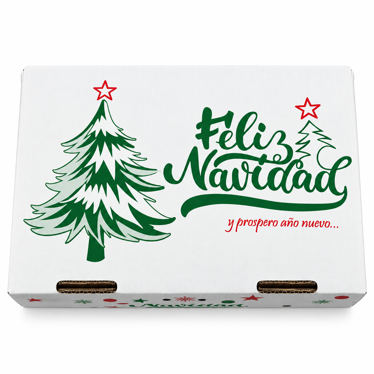 Caja Navideña de Cartón Blanco Noche de Estrellas Festivo