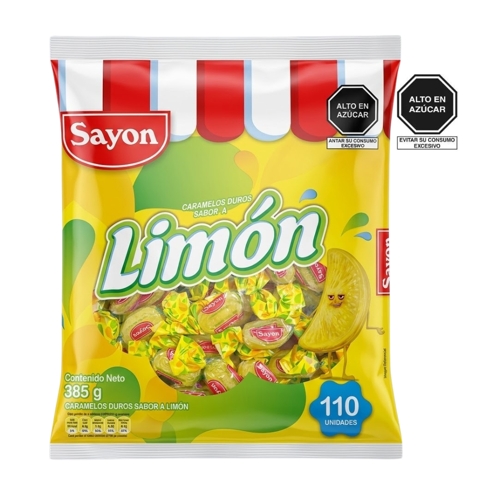 Caramelo Sayon Sabor Limón Bolsa 345 gr 110un.