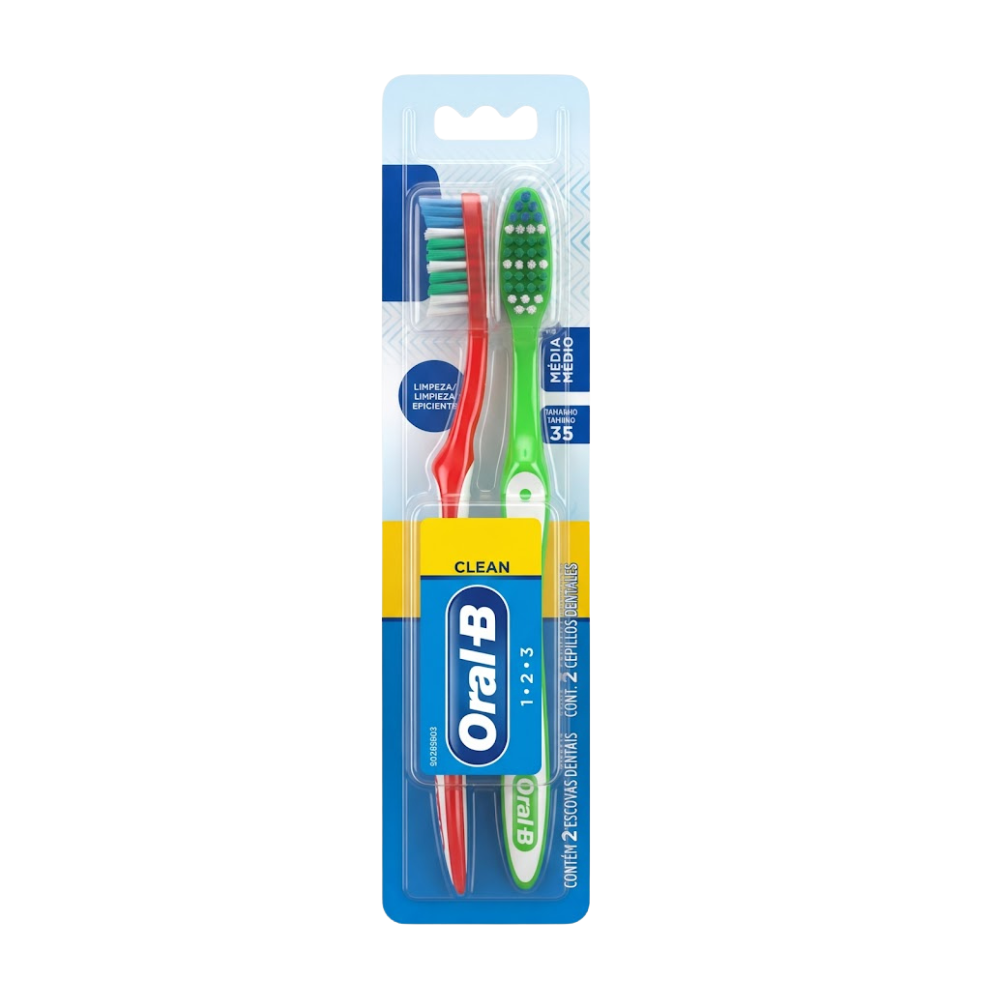 Cepillo de Dientes Oral-B 1.2.3 Clean Medio Econopack 2un