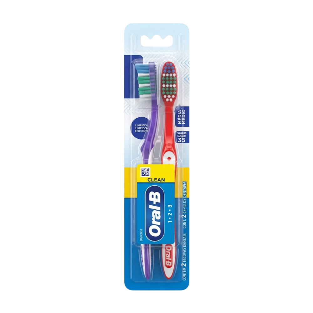 Cepillo de Dientes Oral-B 1.2.3 Clean Medio Econopack 2un
