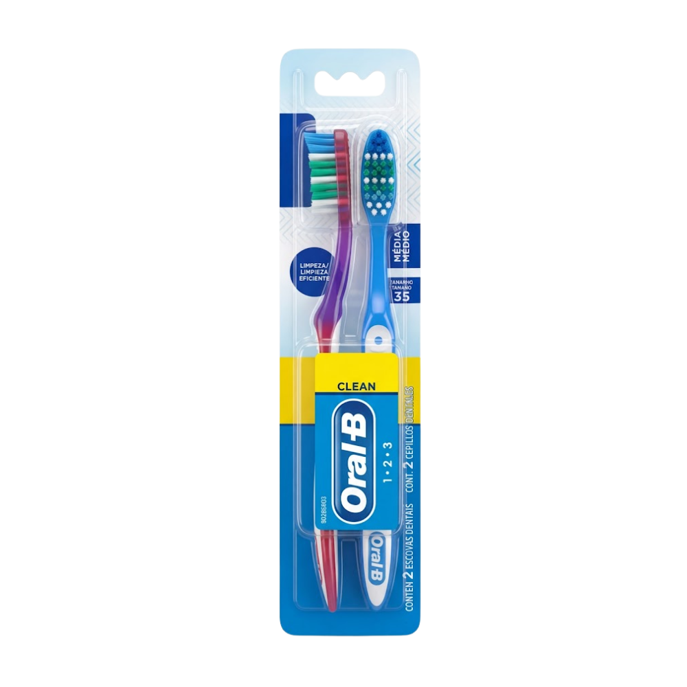 Cepillo de Dientes Oral-B 1.2.3 Clean Medio Econopack 2un