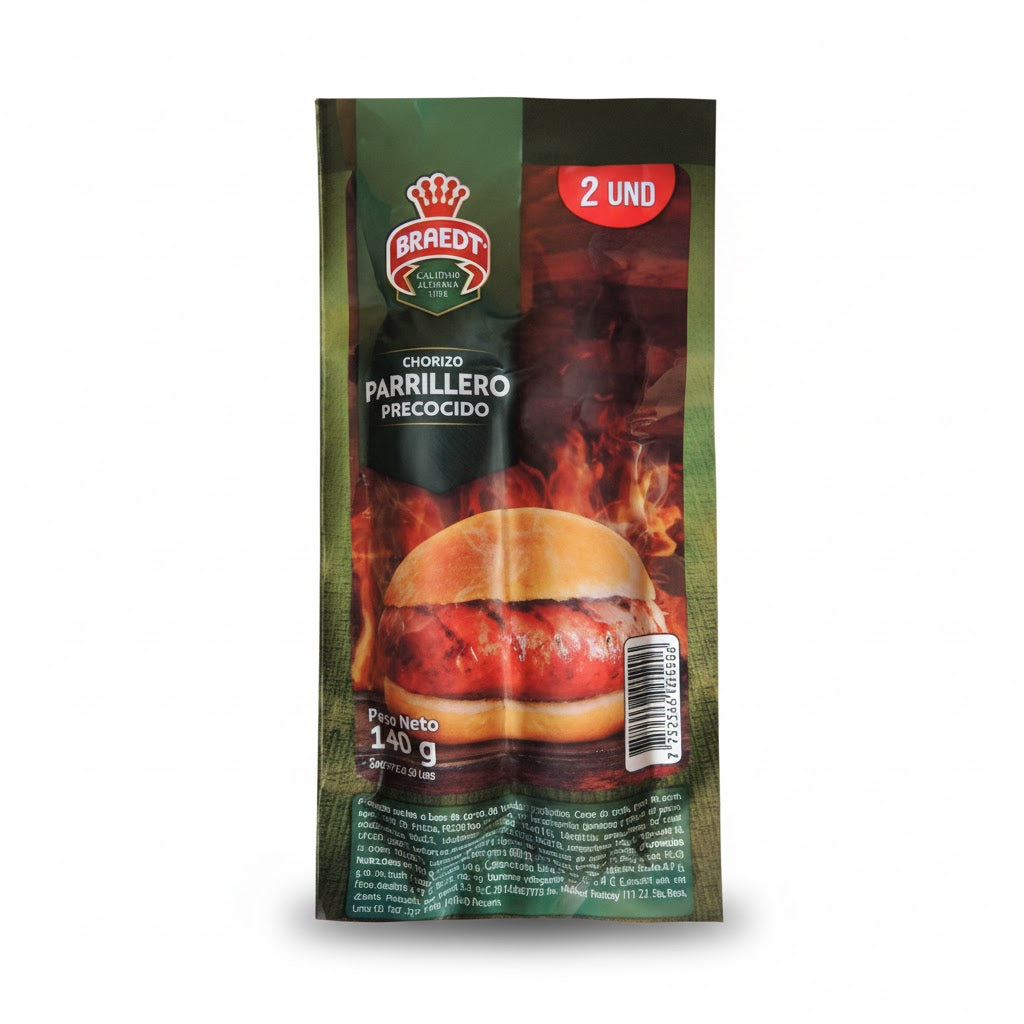 Chorizo Parrillero Braedt Precocido paquete x2 und 140gr