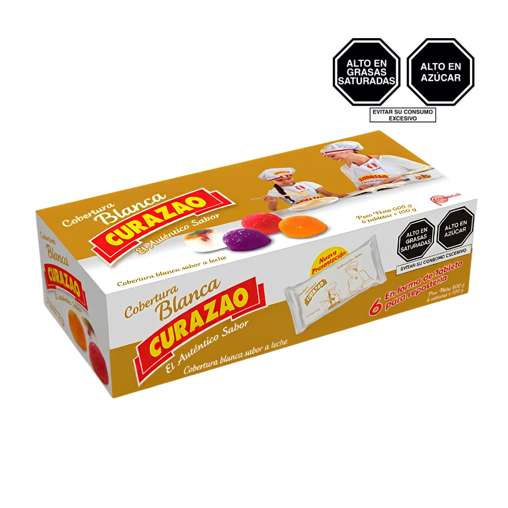 Cobertura Blanca Curazao 6 Tabletas Paquete 600 gr.