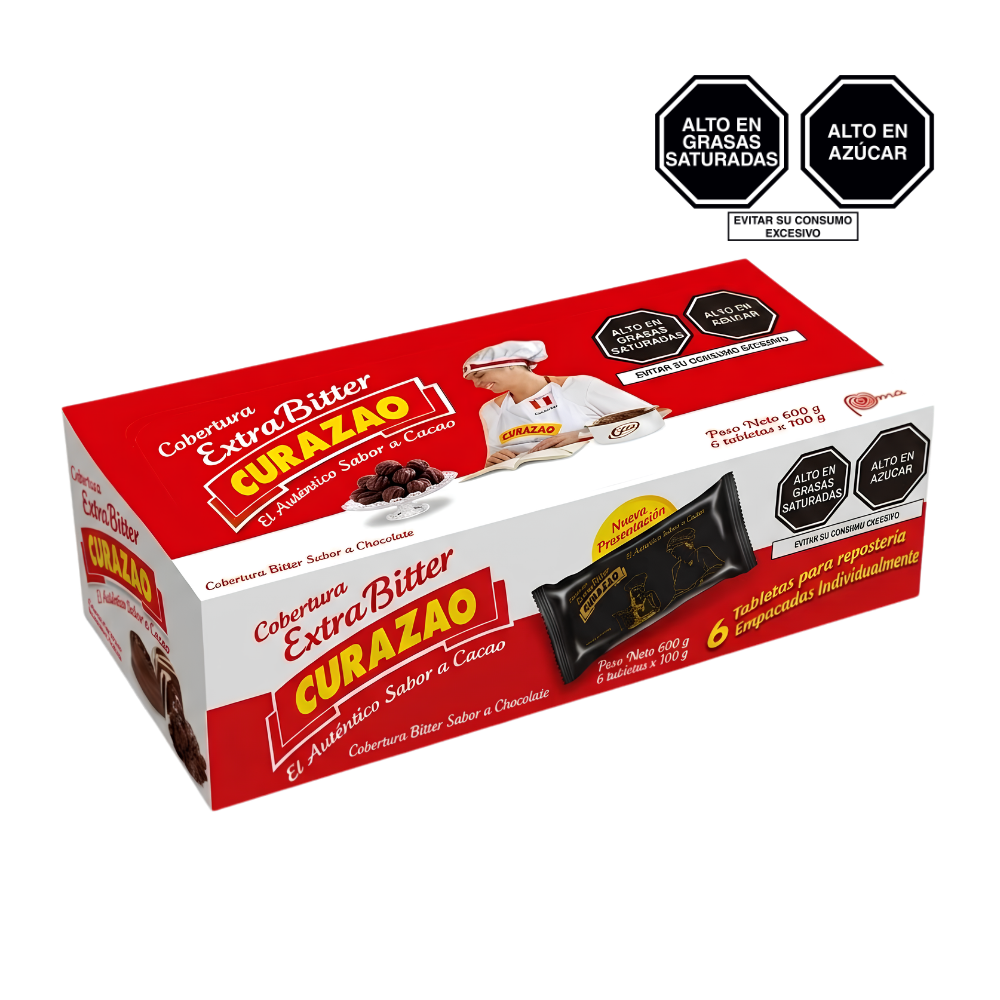 Cobertura Chocolate Curazao 6 Tabletas Paquete 600 gr.