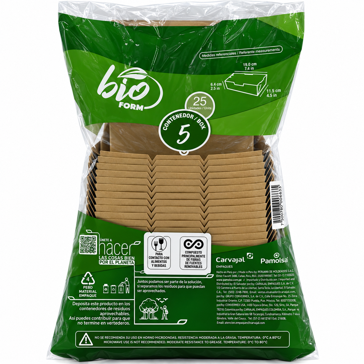Contenedor Box de Cartón Bioform Pamolsa Ct5 Paquete x 25 un.