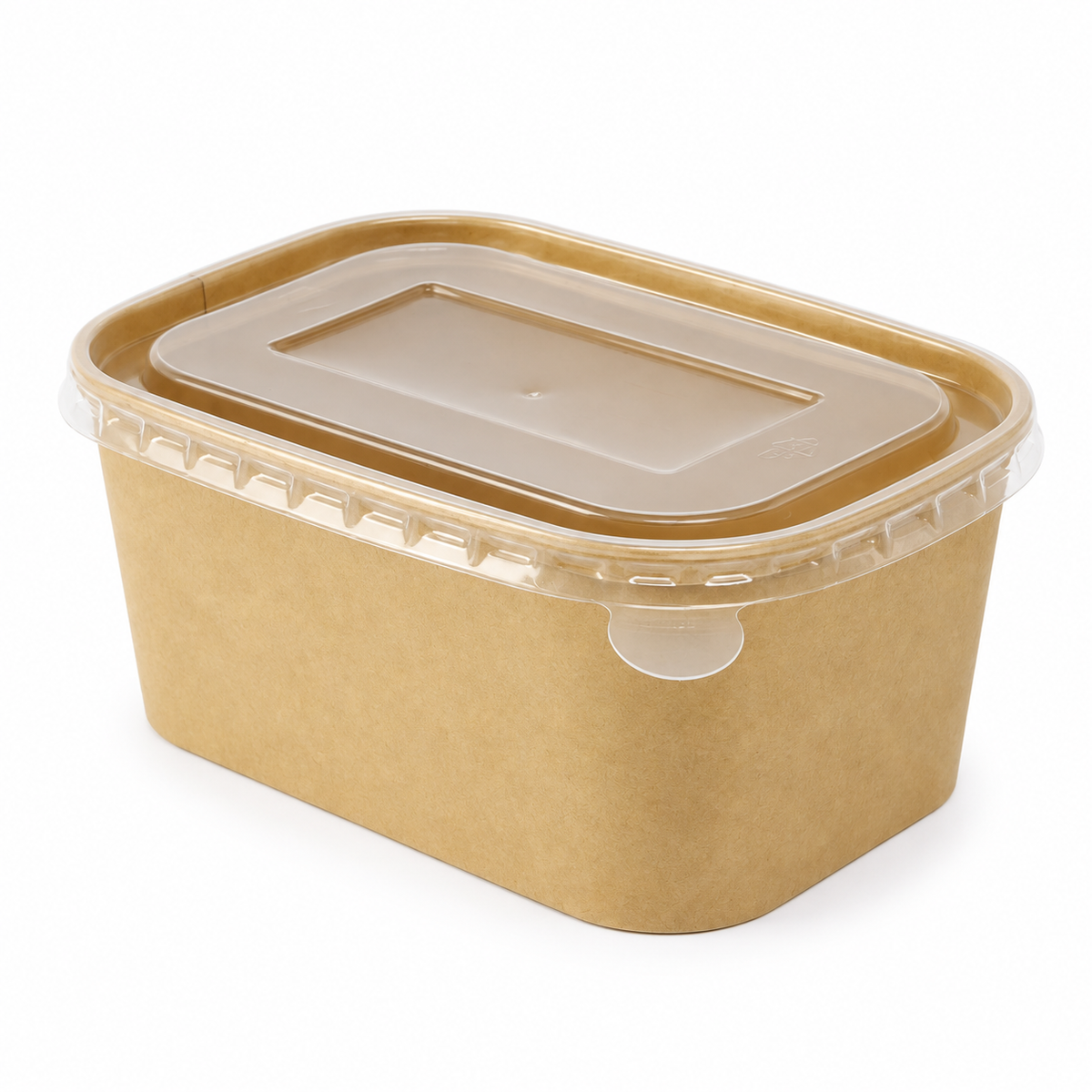 Contenedor Rectangular Fibra de Bambú Kraft 1000 ml con Tapa Pet Paquete x 25 un.