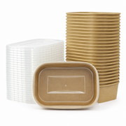 Contenedor Rectangular Fibra de Bambú Kraft 500 ml con Tapa Pet Paquete x 25 un.