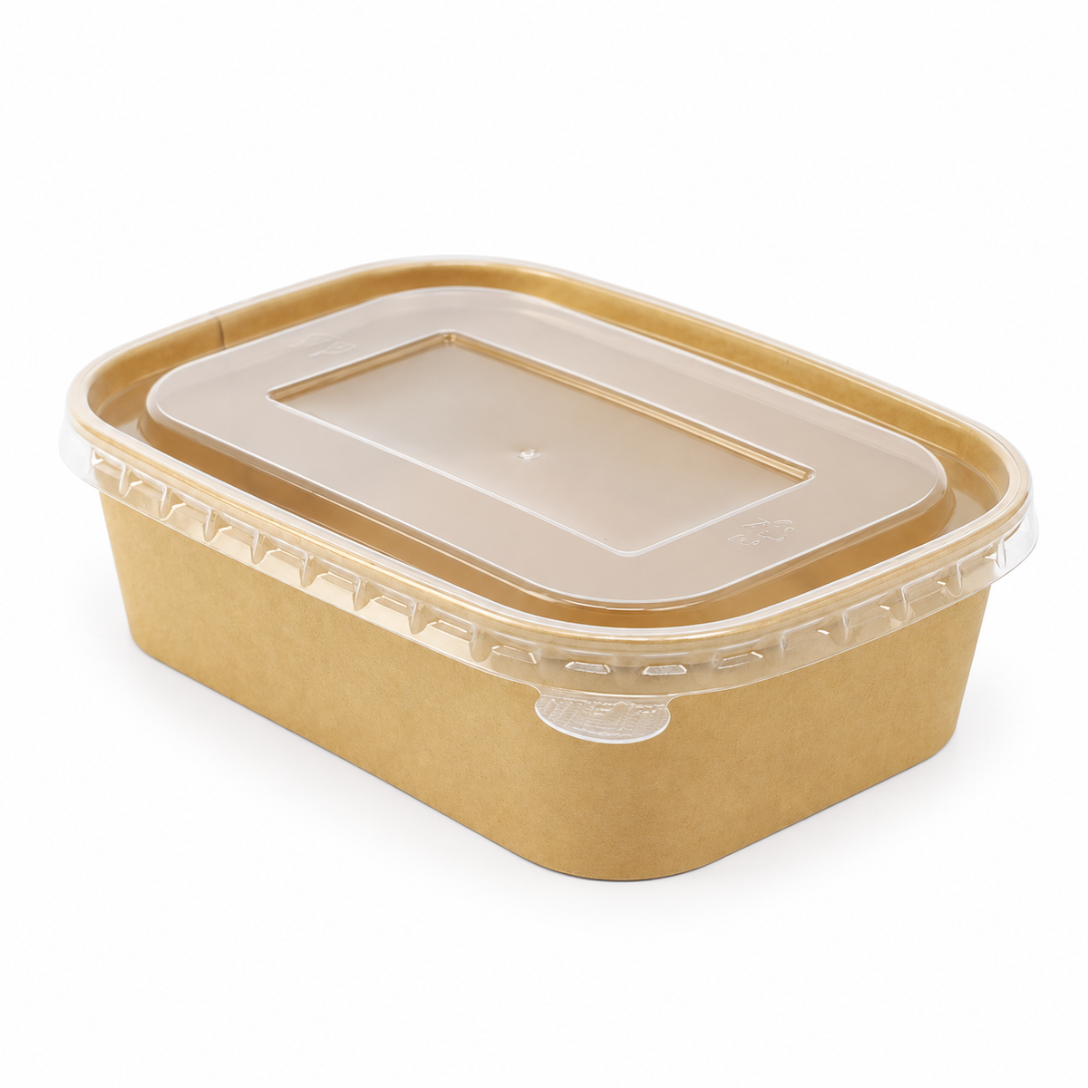 Contenedor Rectangular Fibra de Bambú Kraft 500 ml con Tapa Pet Paquete x 25 un.