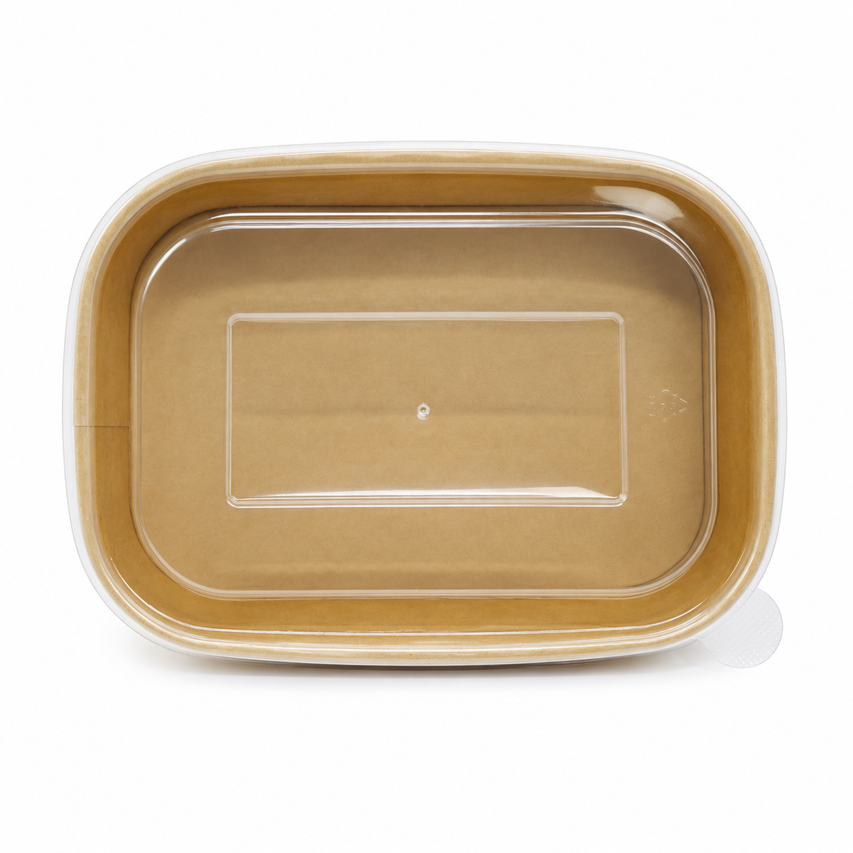Contenedor Rectangular Fibra de Bambú Kraft 500 ml con Tapa Pet Paquete x 25 un.
