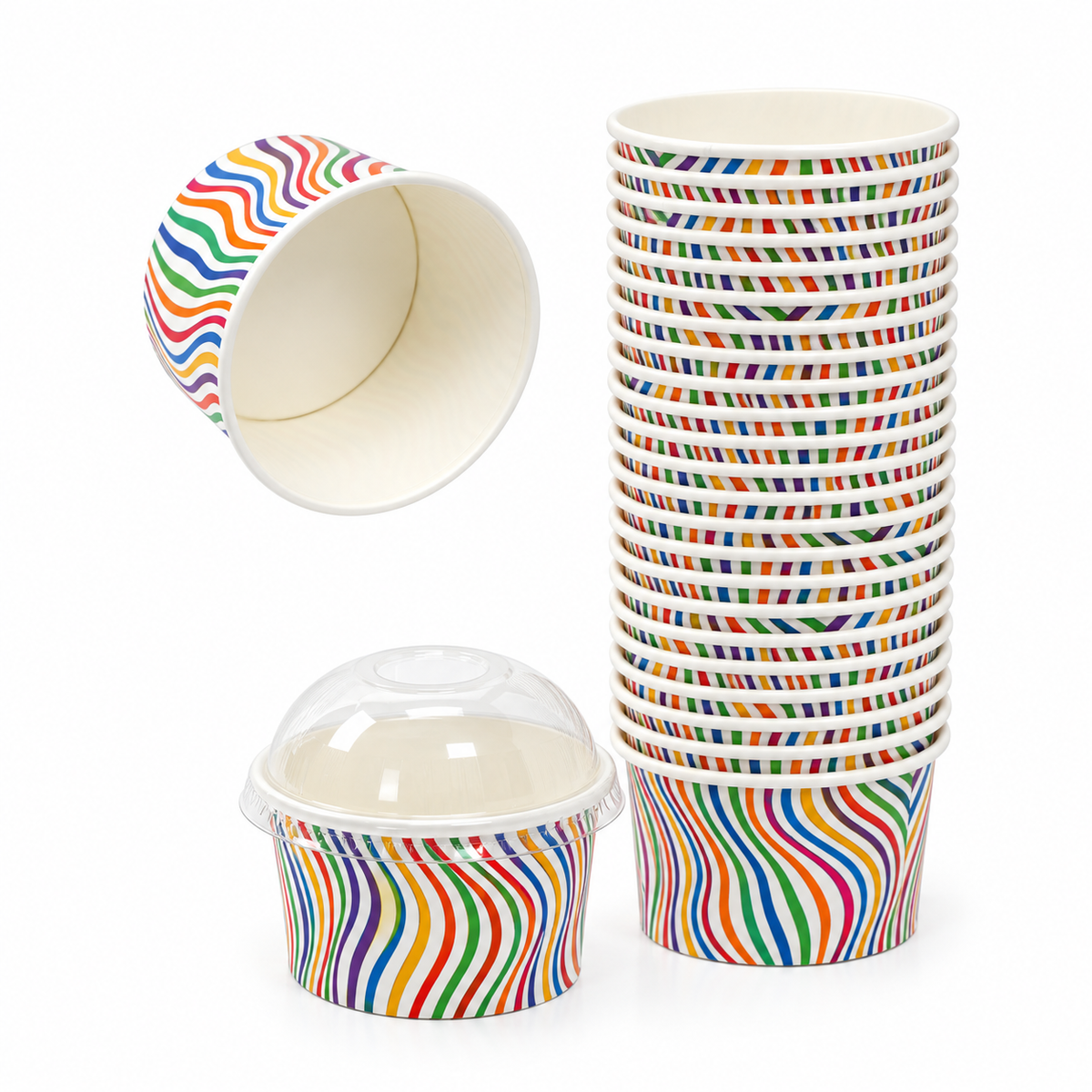 Contenedor de Polipapel para Helado con Diseño Ice Cream con Tapa 6 oz Paquete x 25 un.