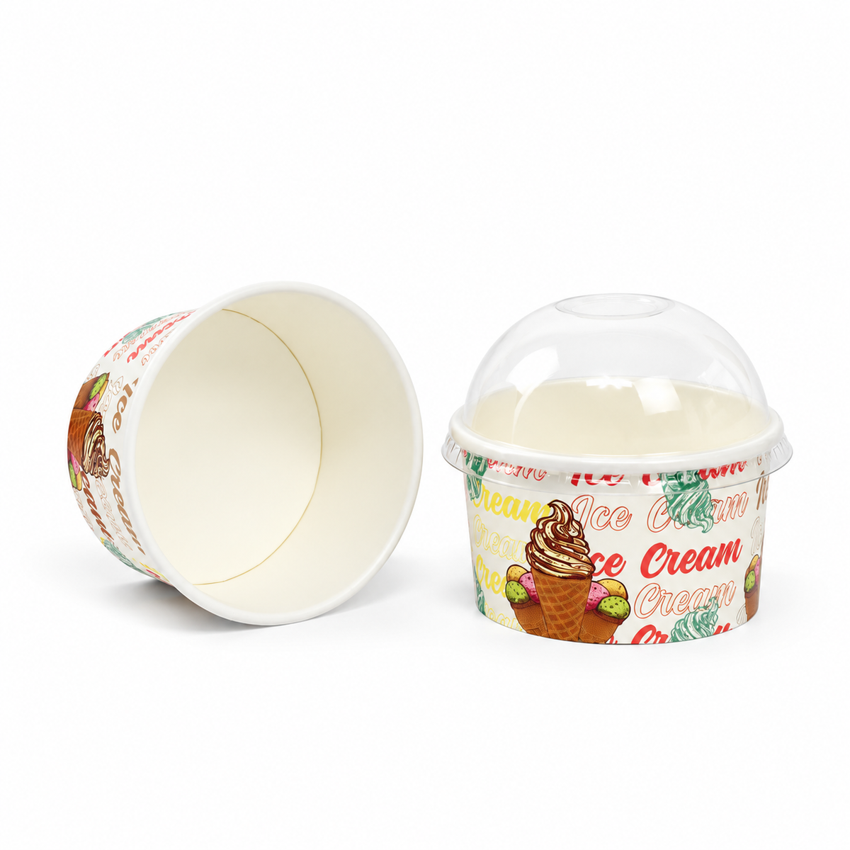 Contenedor de Polipapel para Helado con Diseño Ice Cream con Tapa 6 oz Paquete x 25 un.