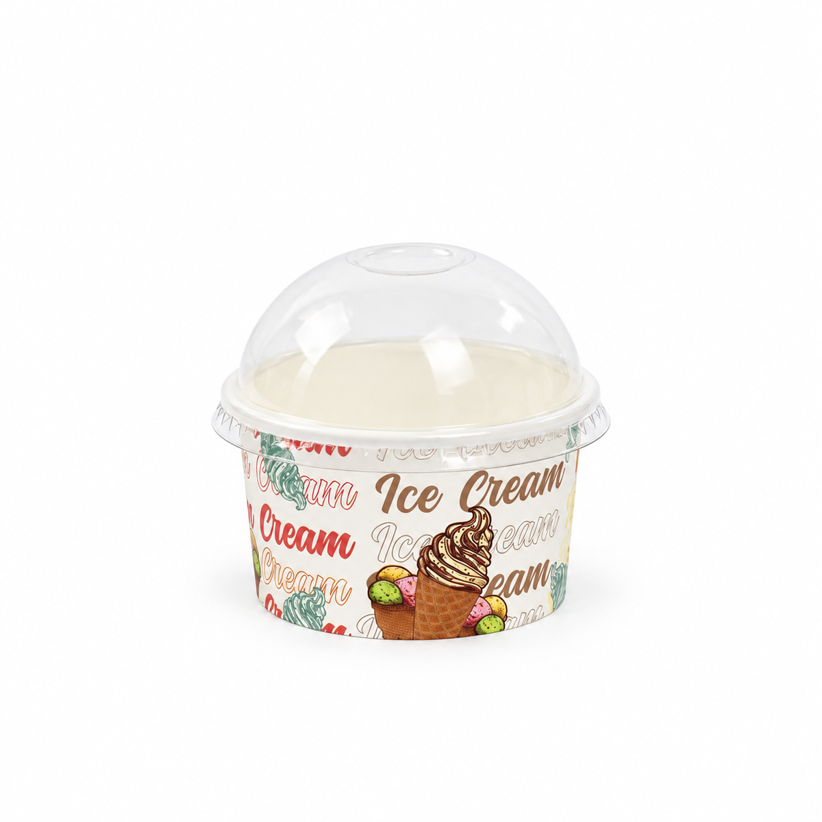 Contenedor de Polipapel para Helado con Diseño Ice Cream con Tapa 6 oz Paquete x 25 un.