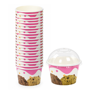 Contenedor de Polipapel para Helado con Diseño Ice Cream con Tapa  8 oz Paquete x 25 un.