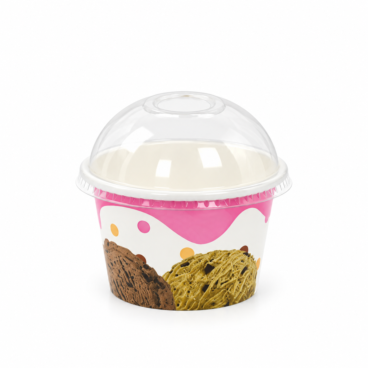 Contenedor de Polipapel para Helado con Diseño Ice Cream con Tapa  8 oz Paquete x 25 un.
