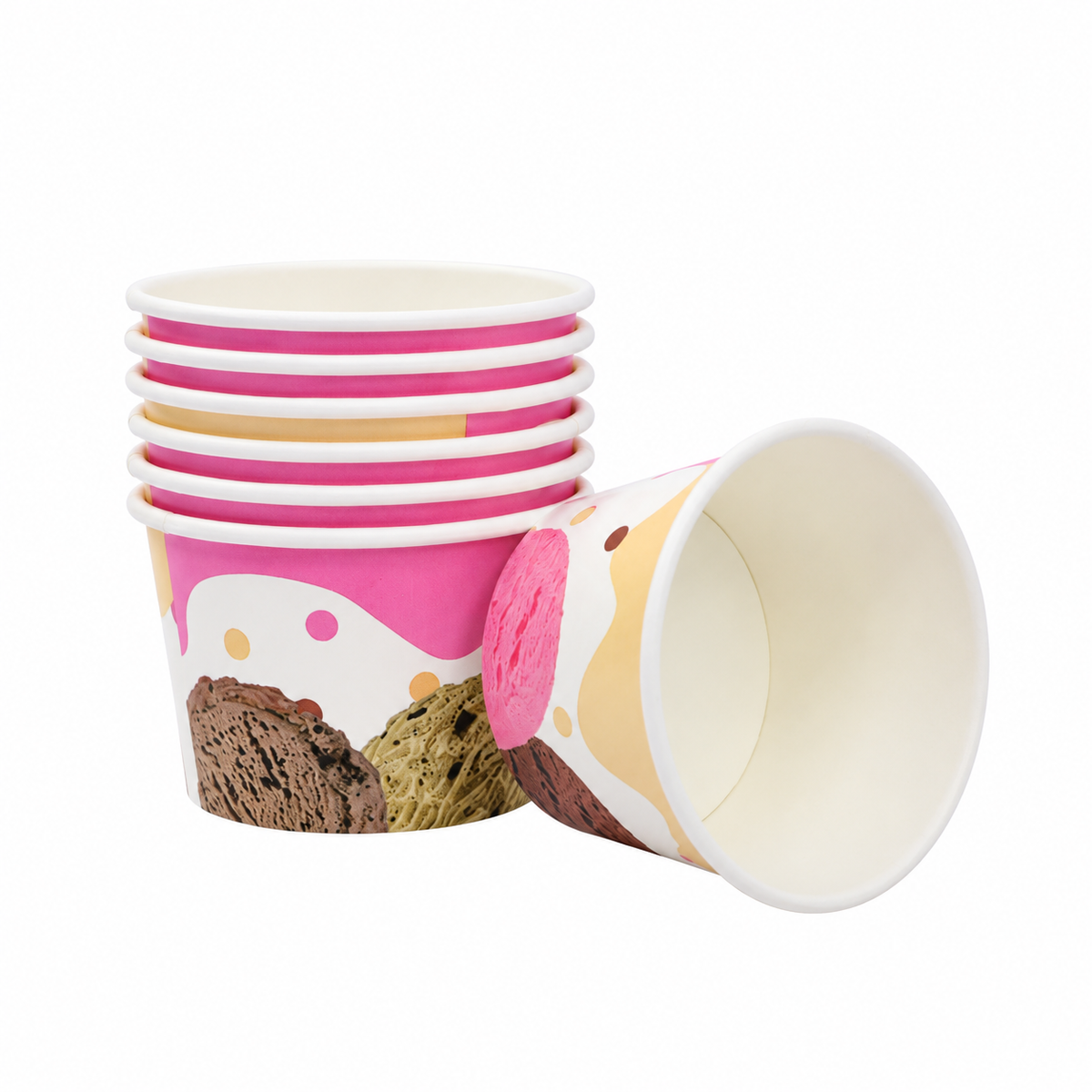 Contenedor de Polipapel para Helado con Diseño Ice Cream 4 oz sin Tapa Paquete x 25 un.