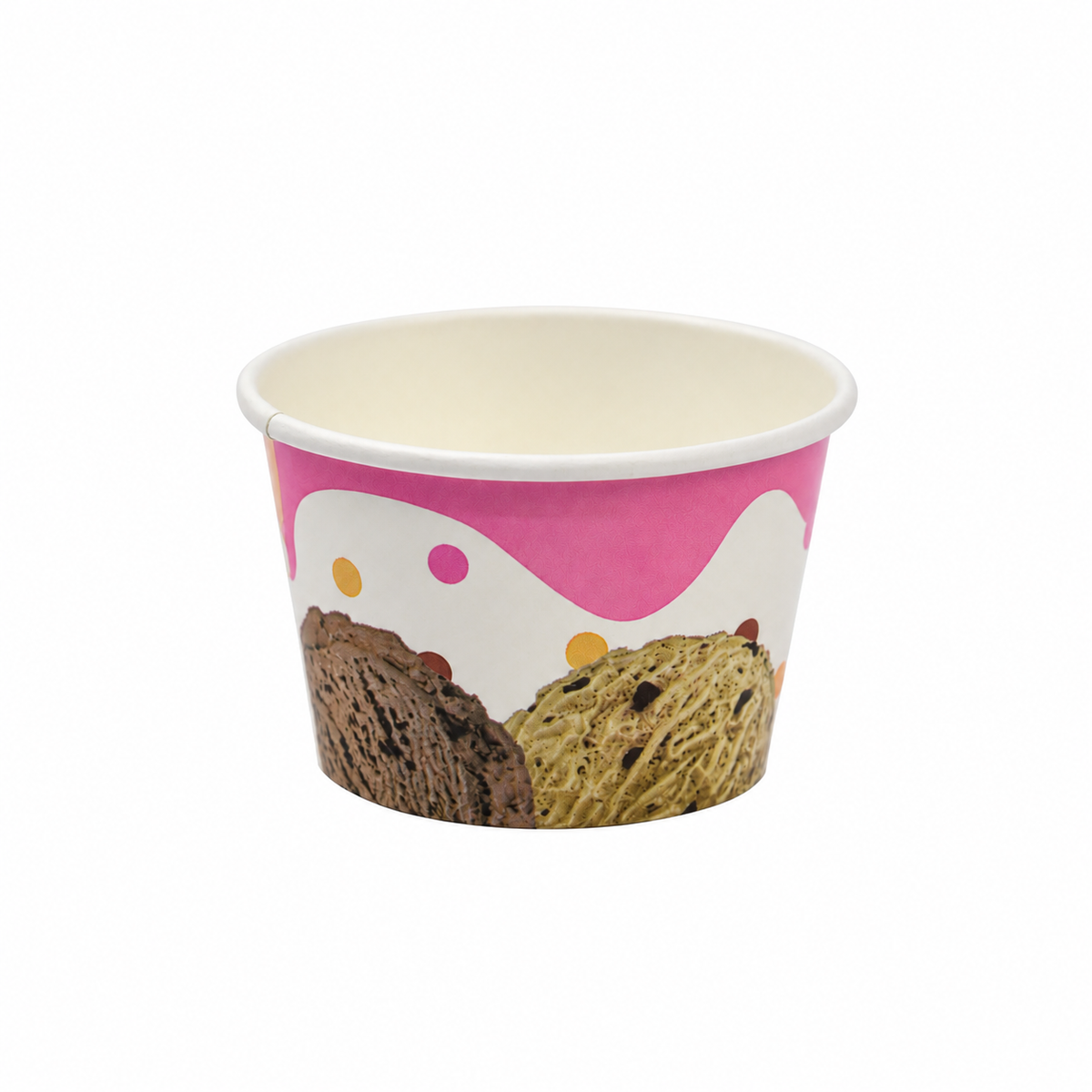 Contenedor de Polipapel para Helado con Diseño Ice Cream 4 oz sin Tapa Paquete x 25 un.