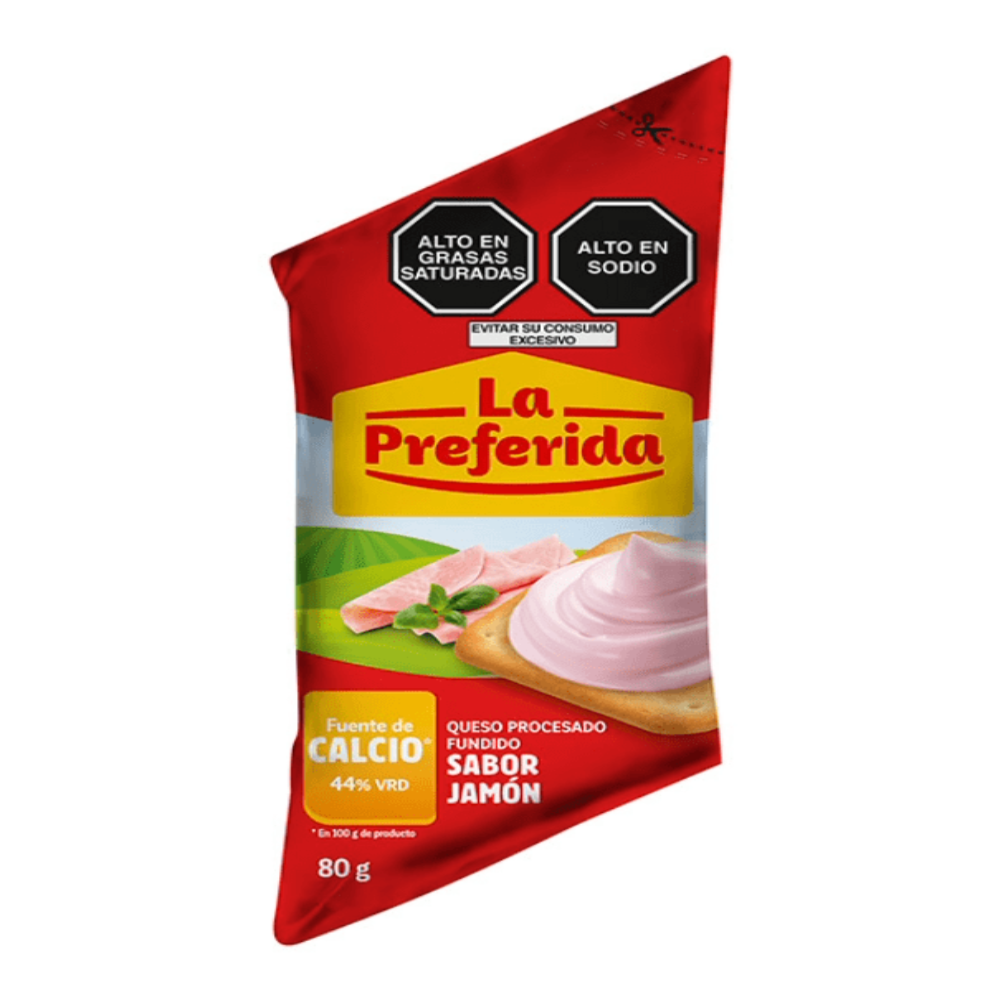 Crema De Queso fundido Untable Sabor Jamón La Preferida 80gr