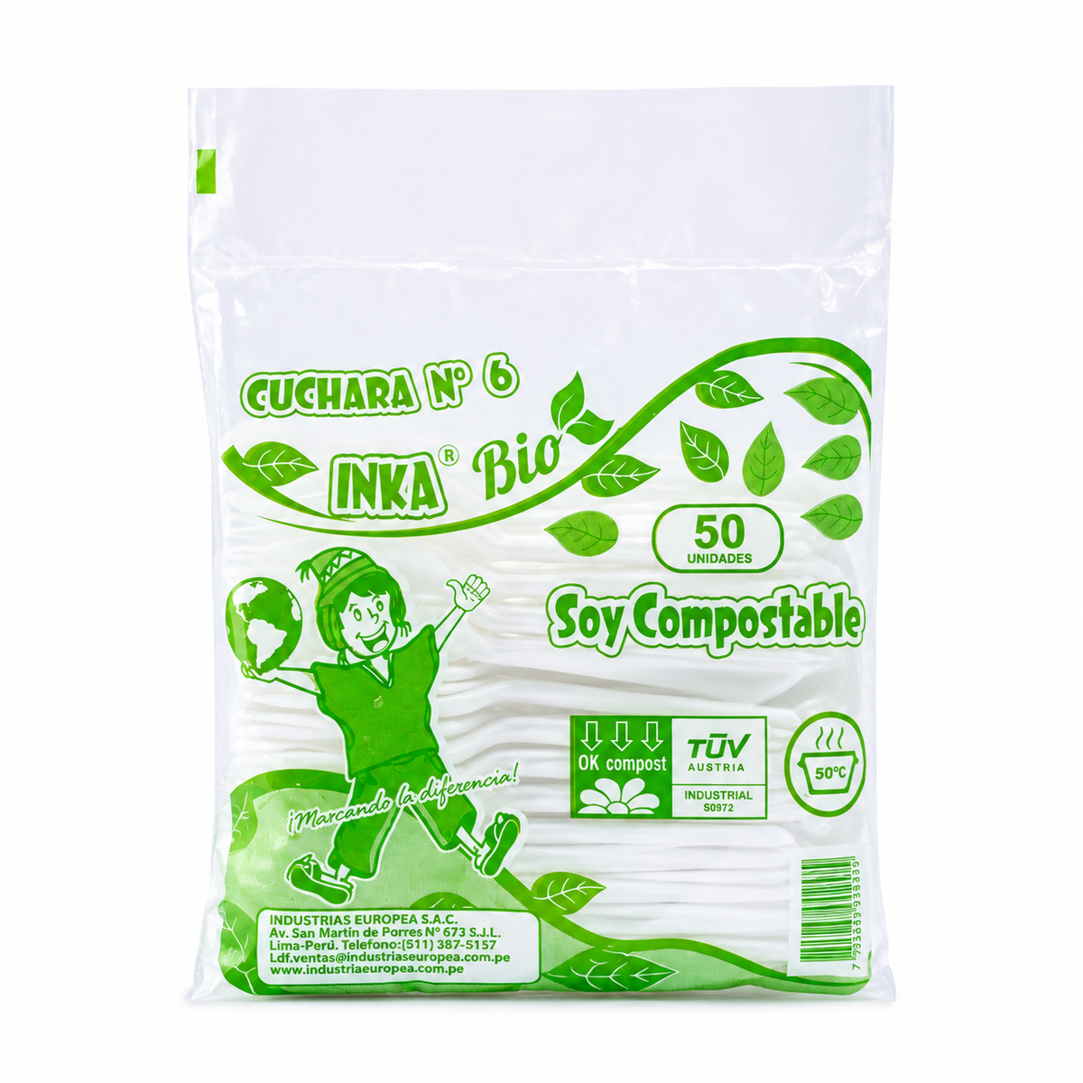 Cuchillo de Fecula de Maiz N°6 Inka Mediano Compostable Paquete x 50 un.