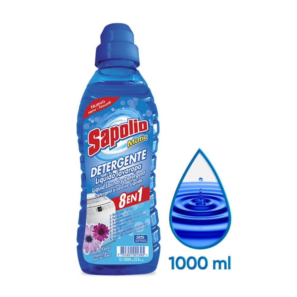 Detergente Líquido Sapolio Matic Feria de Flores Botella 1Lt