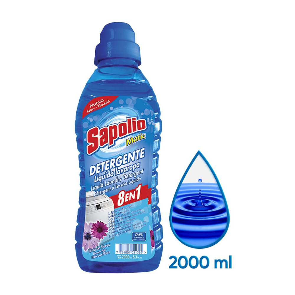 Detergente Líquido Sapolio Matic Feria de Flores Botella 2Lt