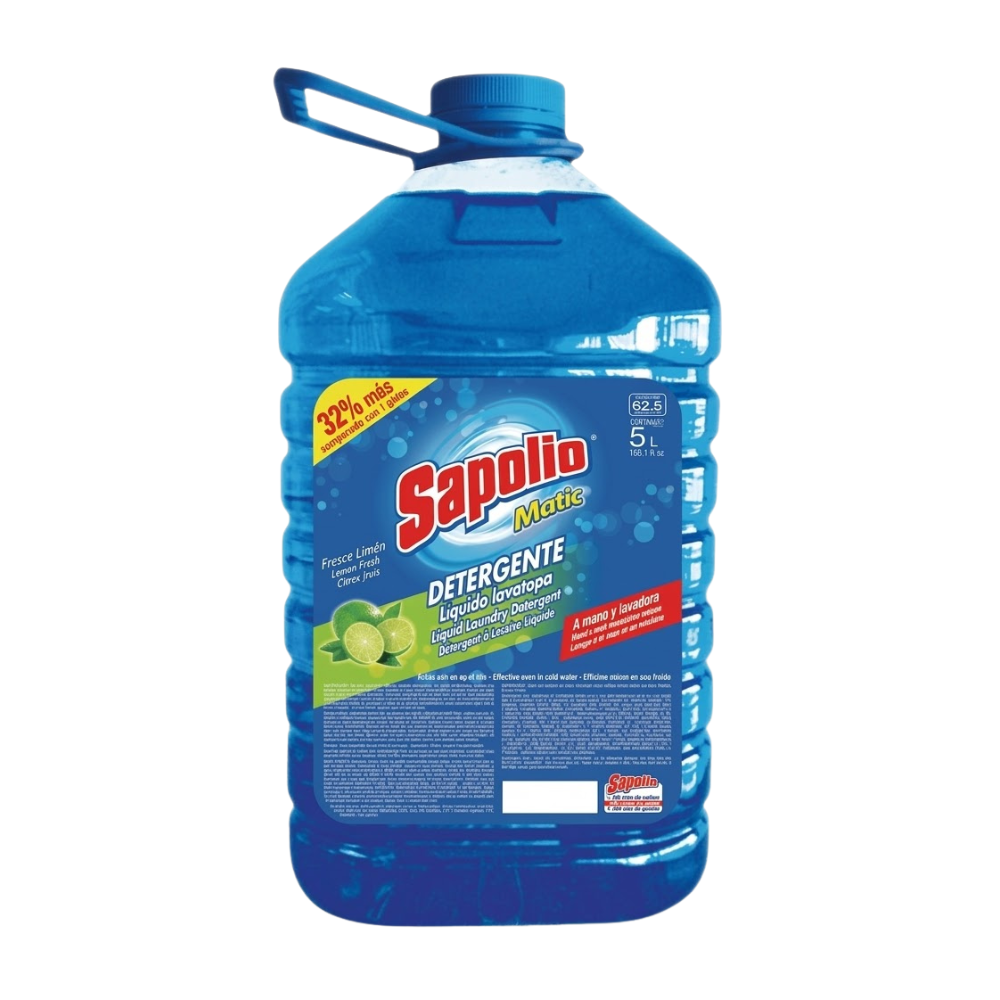 Detergente Líquido Sapolio Matic Fresco Limón Botella 5Lt