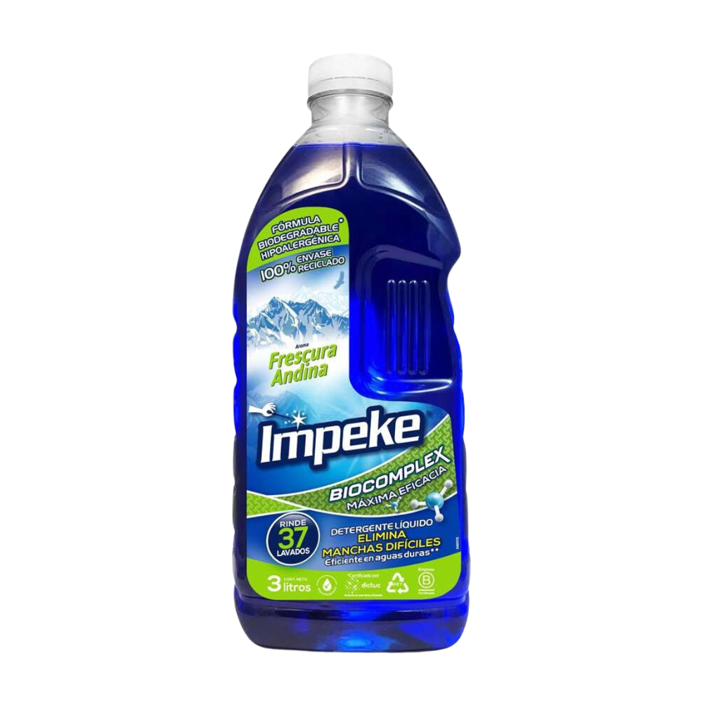 Detergente Liquido Impeke Frescura Andina Frasco 3Lt