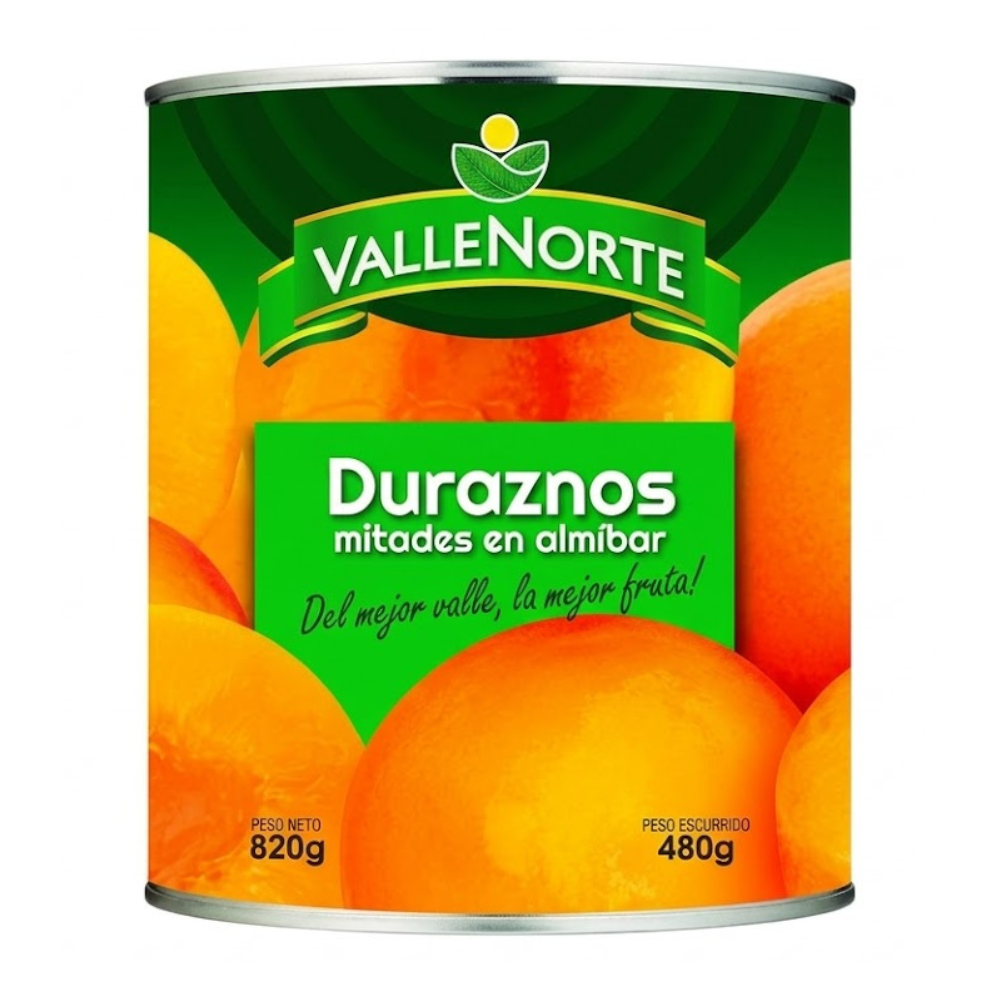 Duraznos Mitades en Almíbar Valle Norte 820gr