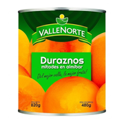 Duraznos Mitades en Almíbar Valle Norte 820gr