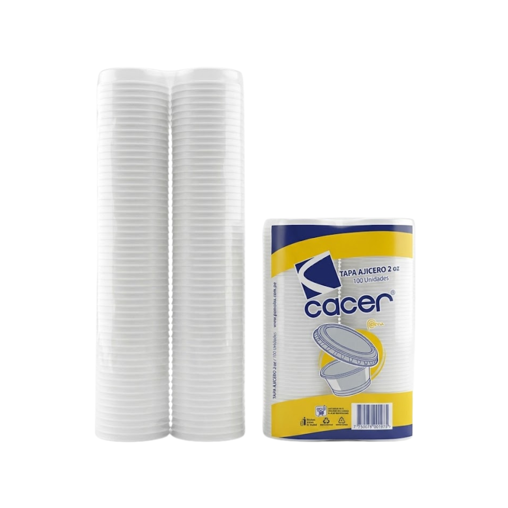 Envase Ajicero Blanco Descartable Cacer con Tapa 4 oz Paquete x 100un.