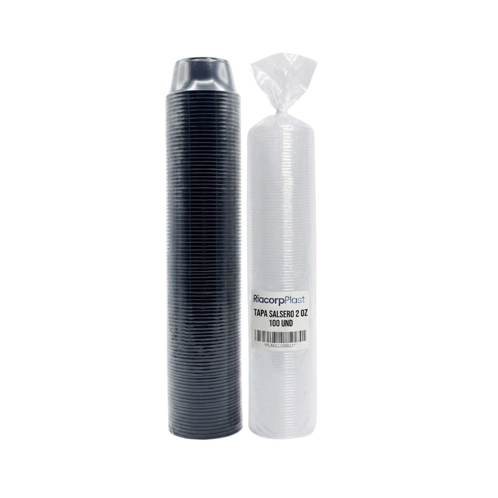 Envase Ajicero Negro Descartable Riacorp con Tapa 2 oz Paquete x 100un.