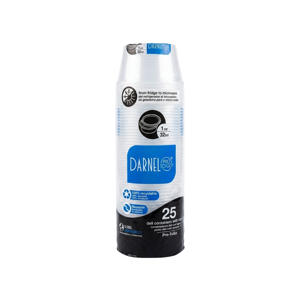Envase Ajicero Transparente Descartable Darnel con Tapa 1 oz Paquete x 25un.