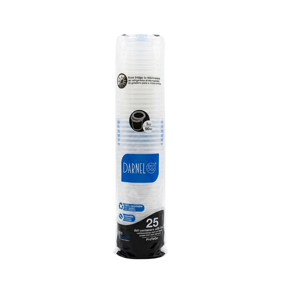 Envase Ajicero Transparente Descartable Darnel con Tapa 3 oz Paquete x 25un.