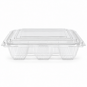 Envase Bisagra Pet Pamolsa 3 Divisiones con Tapa Paquete x 25 un.