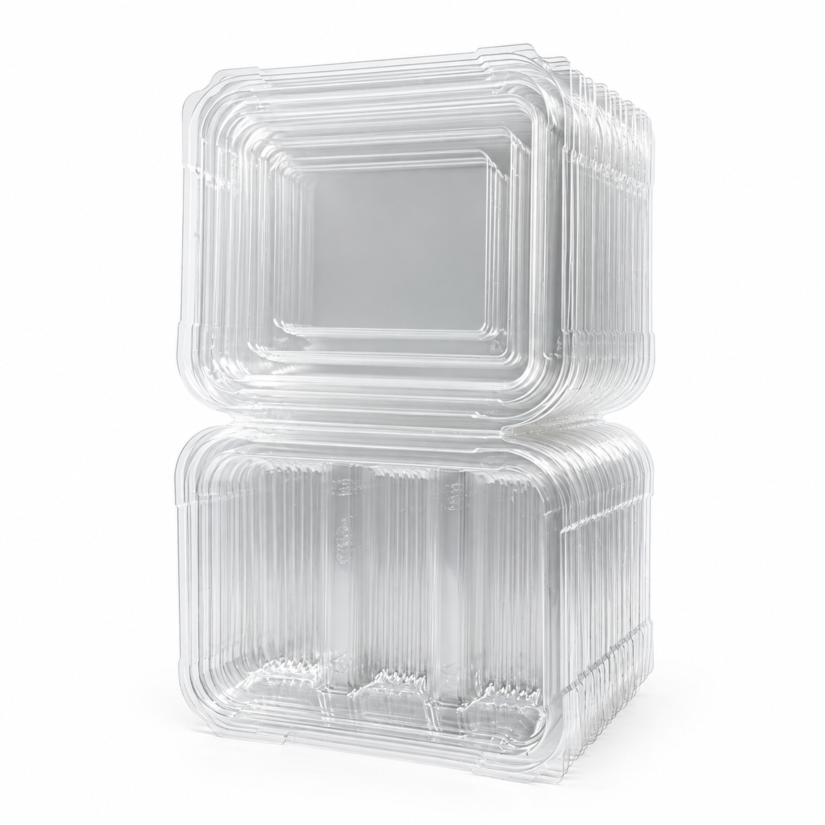 Envase Bisagra Pet Pamolsa 3 Divisiones con Tapa Paquete x 25 un.