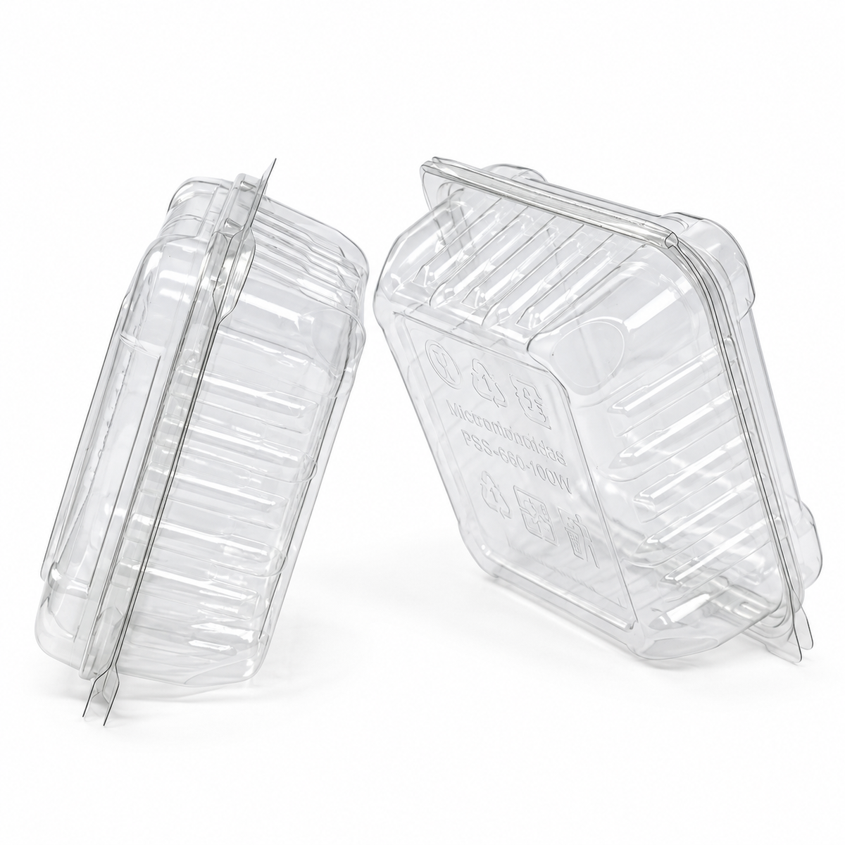 Envase Bisagra SMP Pet Cuadrada Tapa Baja Paquete x 25 un.