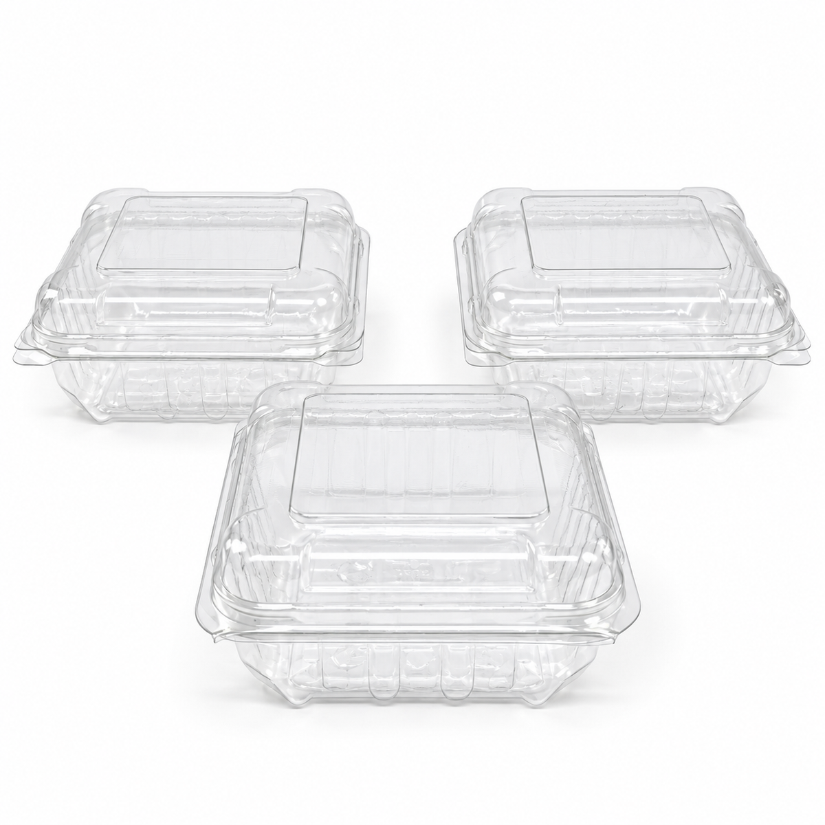 Envase Bisagra SMP Pet Cuadrada Tapa Baja Paquete x 25 un.