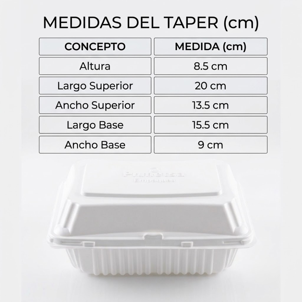 Envase Pamolsa Descartable Ct5 Contenedor Loncherita Blanco Paquete 25un.