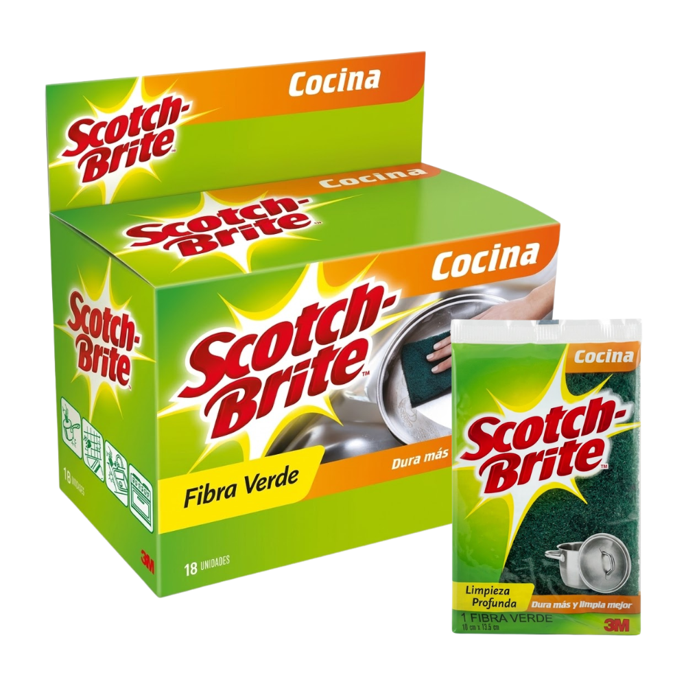 Esponja Fibra Verde Scotch Brite Display X18un