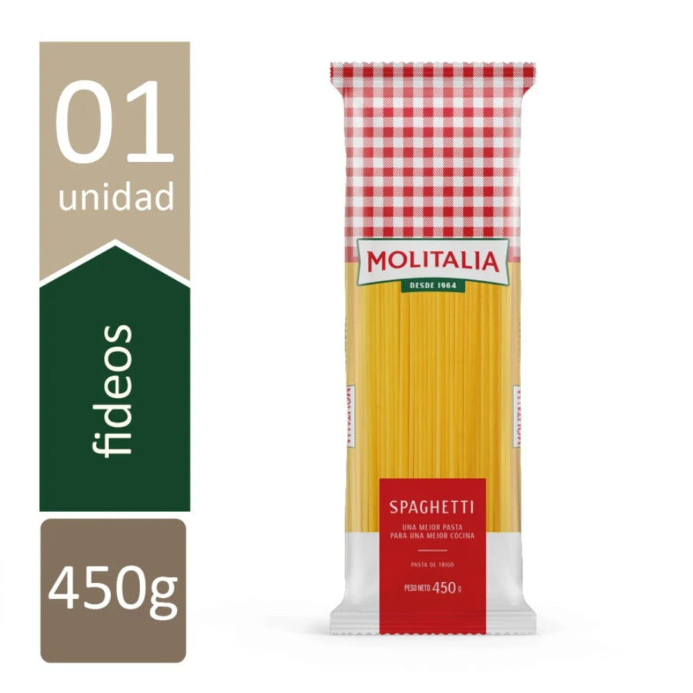 Fideos Molitalia Spaghetti Bolsa 450g