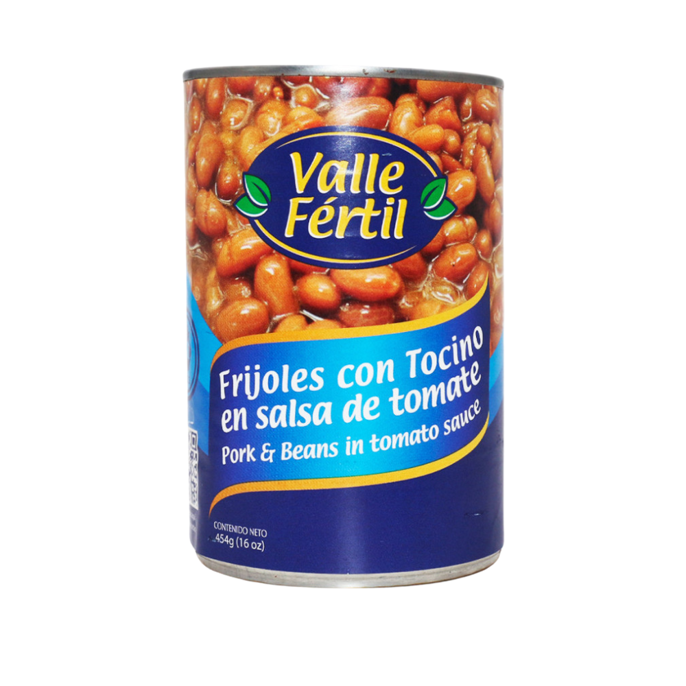 Frijoles Con Tocino Valle Fertil Lata 454gr