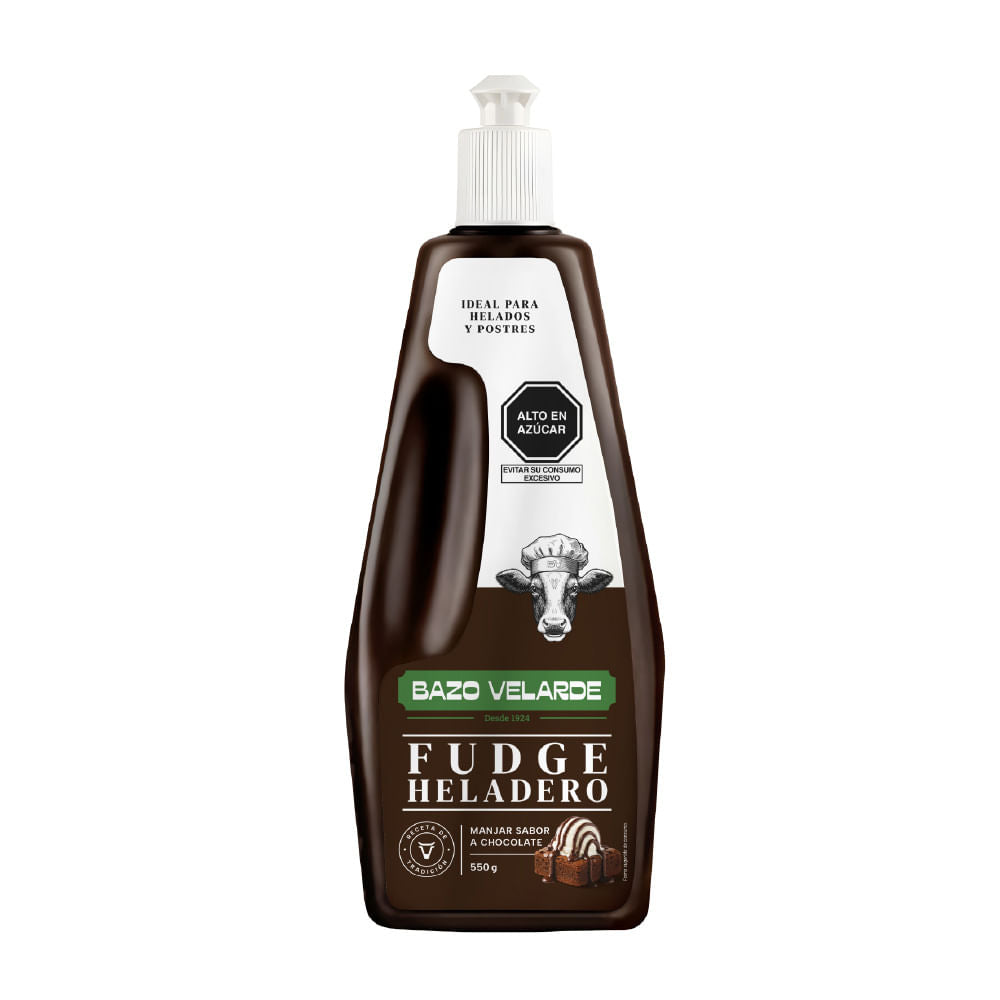 Fudge Heladero Bazo Velarde Sabor Chocolate Frasco 550 gr