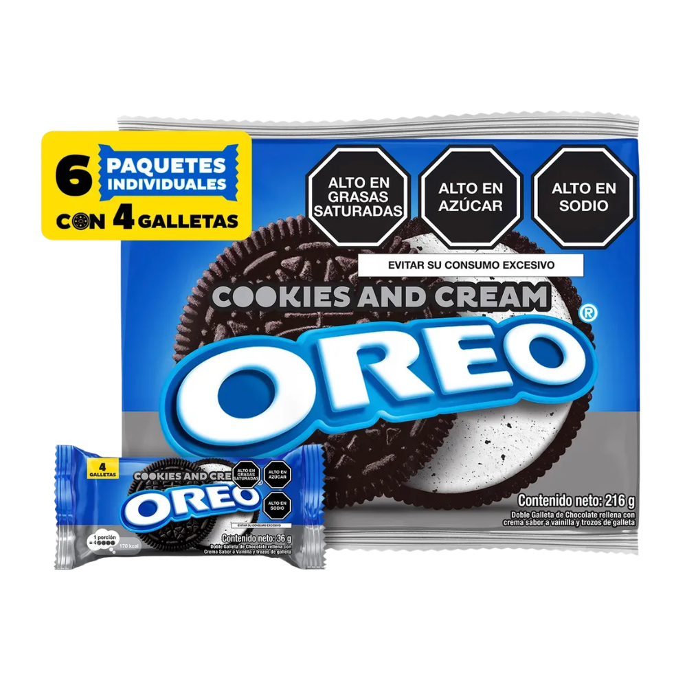 Galleta Oreo Cookies y Cream Sixpack 216gr