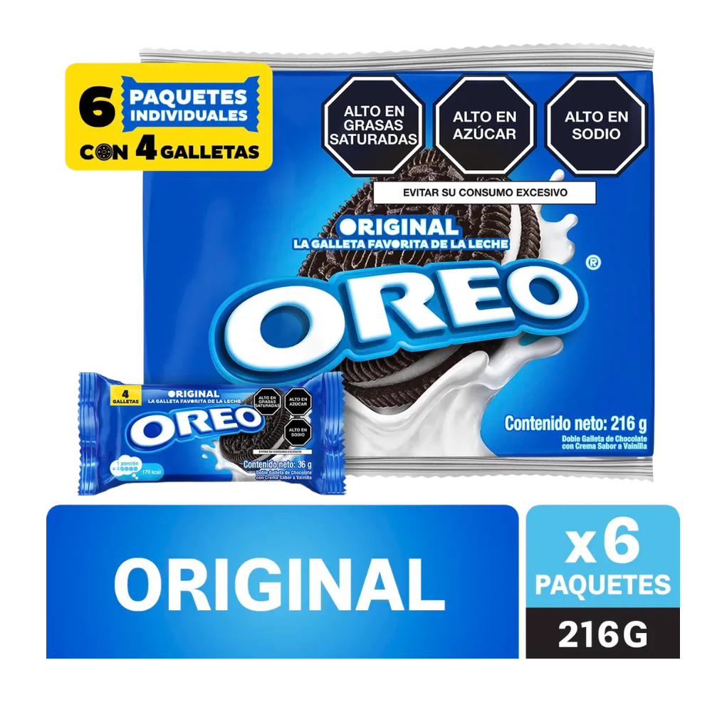 Galleta Oreo Original Sixpack 216gr