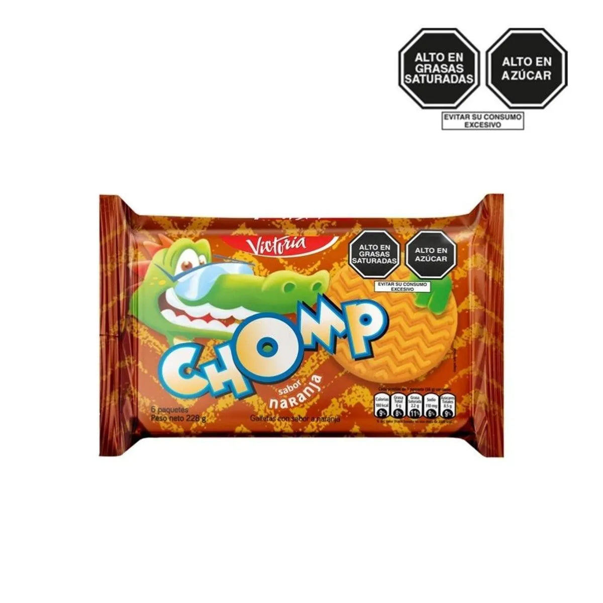 Galletas Chomp Naranja Bolsa 6 Und 228g