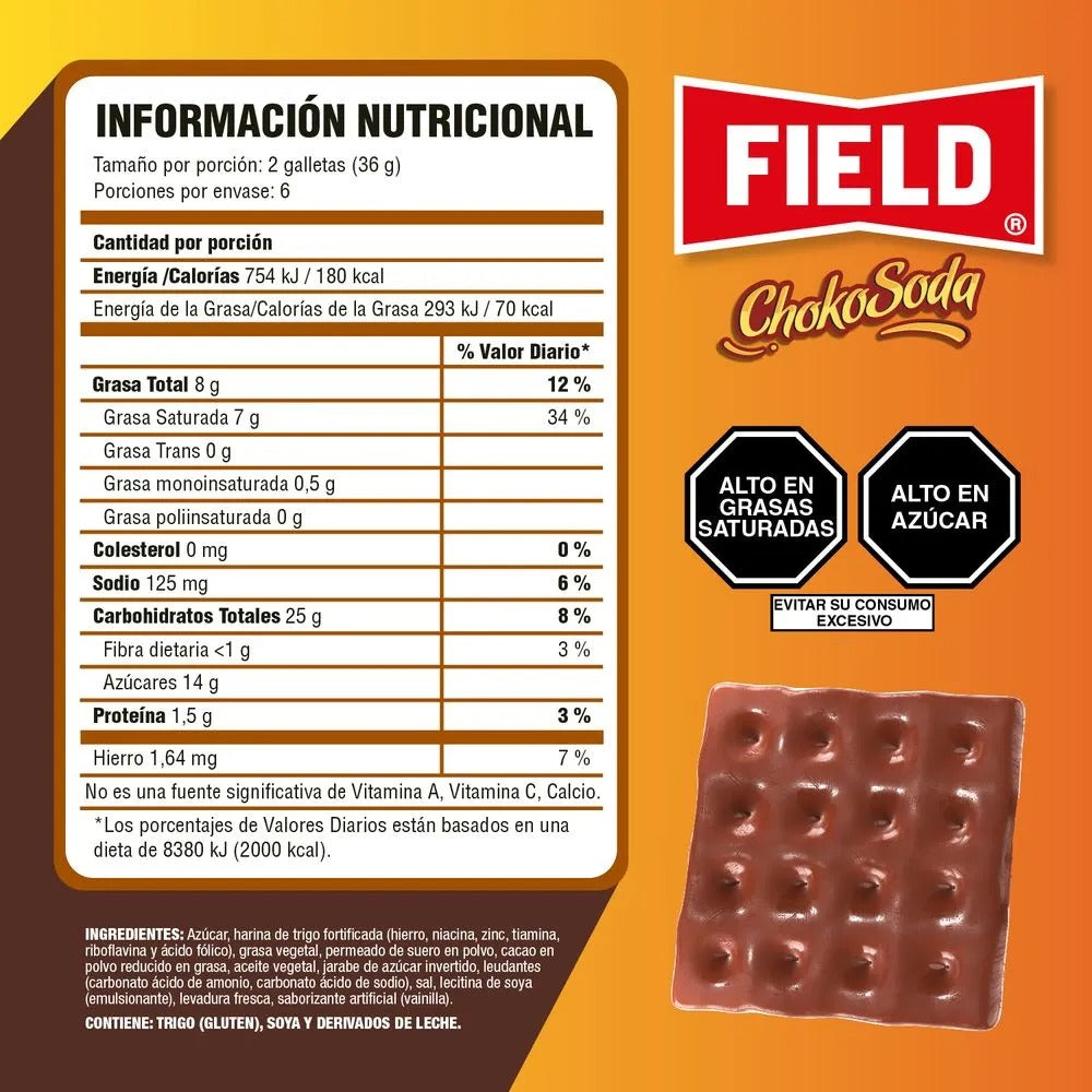Galletas Field  Chocosoda Bolsa Bolsa 6 Und 216g