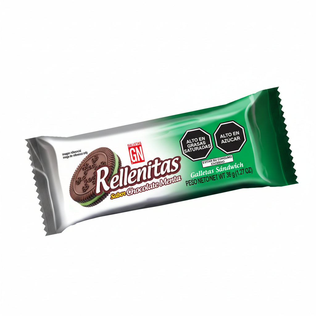 Galletas Gn Rellenitas Choco Menta Bolsa 8 Und