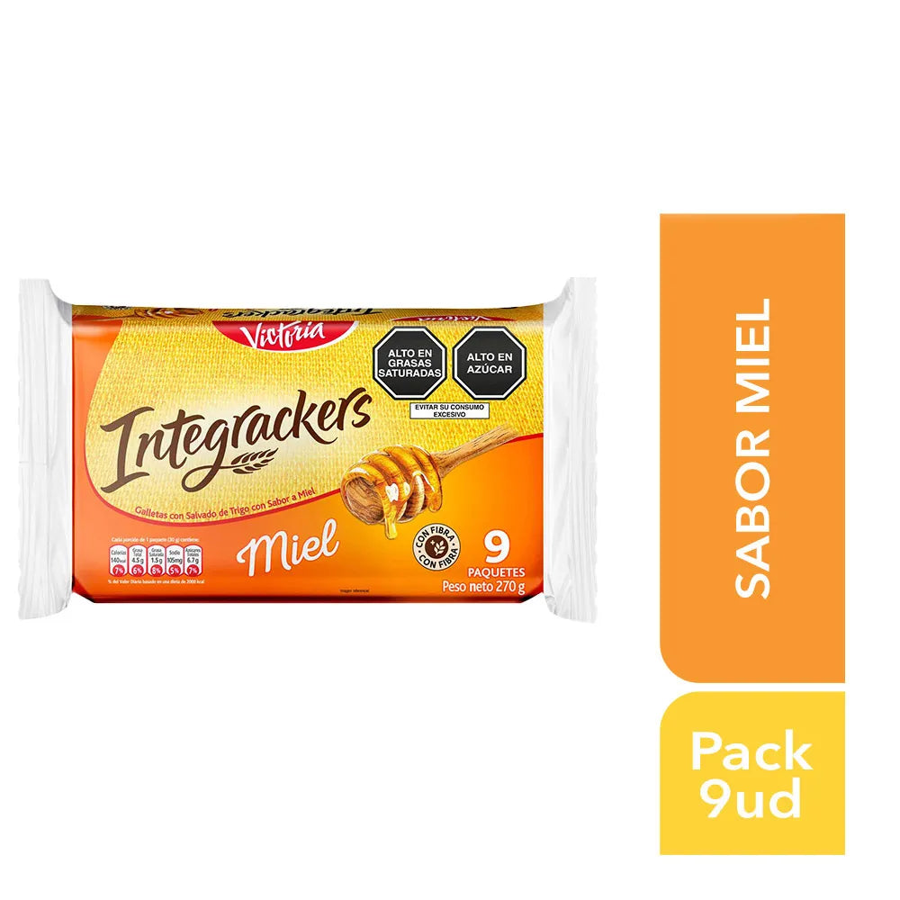Galletas Integrackers Miel Bolsa 9 Und 270g