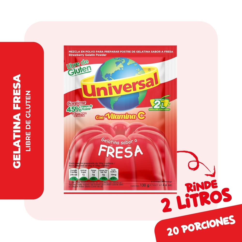 Gelatina Universal de Fresa Sobre 130gr