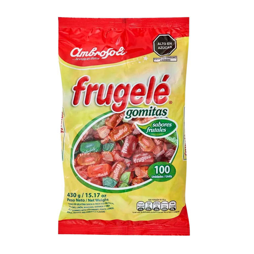 Gomas Dulces Frugele Sabor Limón Naranja Piña Bolsa 430gr 100un.