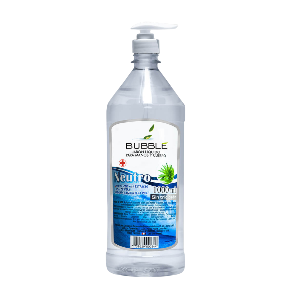 Jabón Líquido Antibacterial Bubble Neutro Frasco 1Lt
